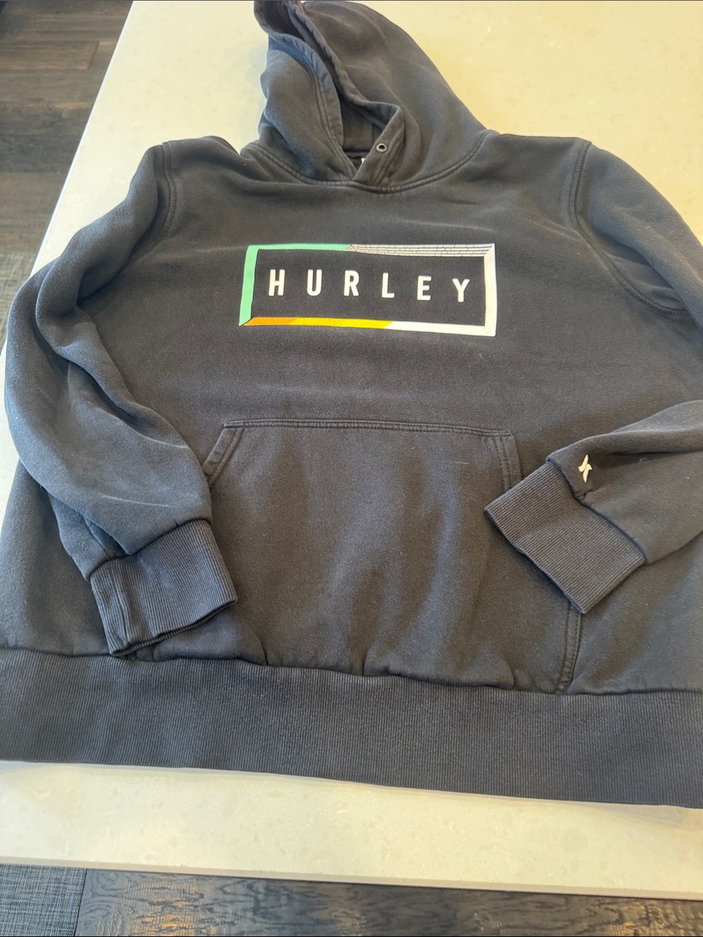 Hurley Black Pullover Hoodie with Multicolor Logo